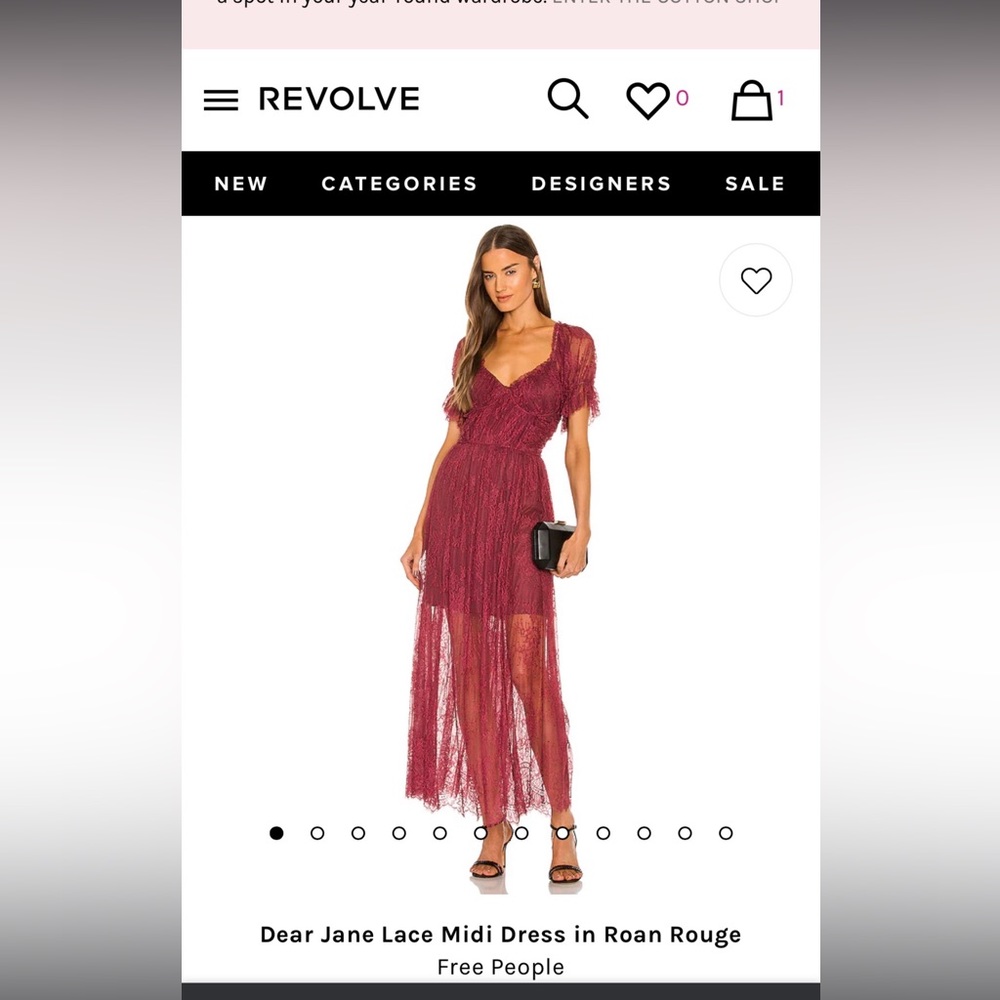 Free People Dear Jane Lace Midi Dress is Roan Rouge size 0